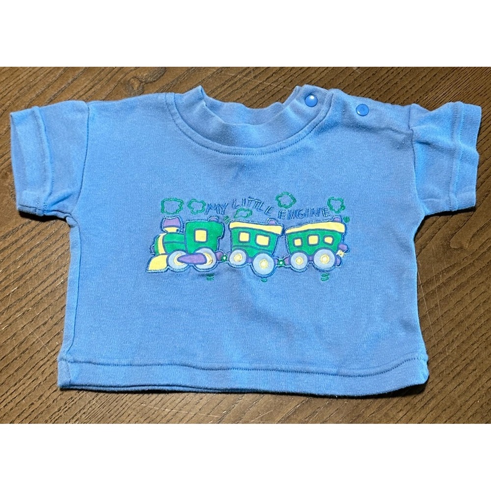 Vtg Little Miracles 3/6 Months My Little Engine Train Long Sleeve Shirt Top Baby